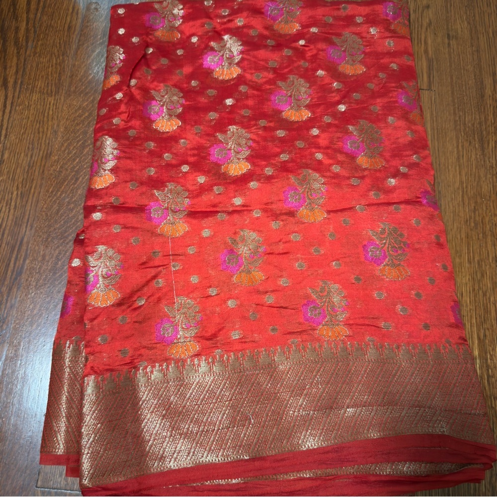Elegant Red and Gold Banaras Saree